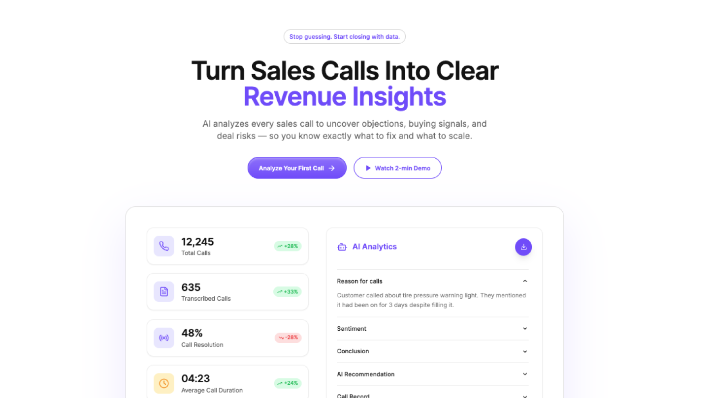 AI Sales Call Analyzer Header