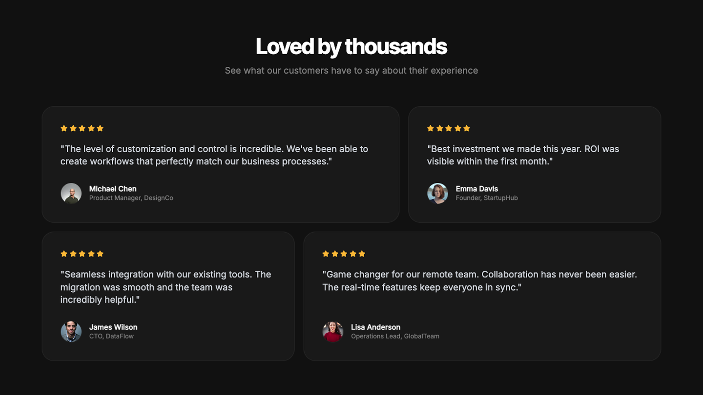 Testimonial Bento Black